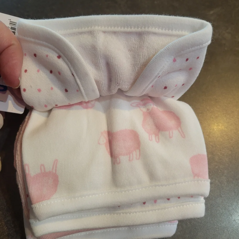 Carter's 6 Pack Pink Wash Cloths Baby Shower Girl Gift Set NWT Sheep Polka Dots